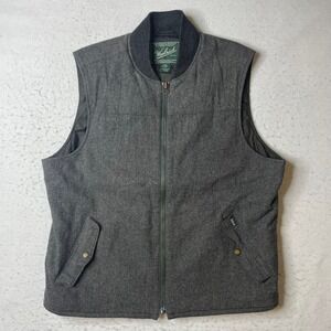 Woolrich Mens Large Gray Wool Blend Quilted Lined Full Zip Vest 18070 Talon Zip